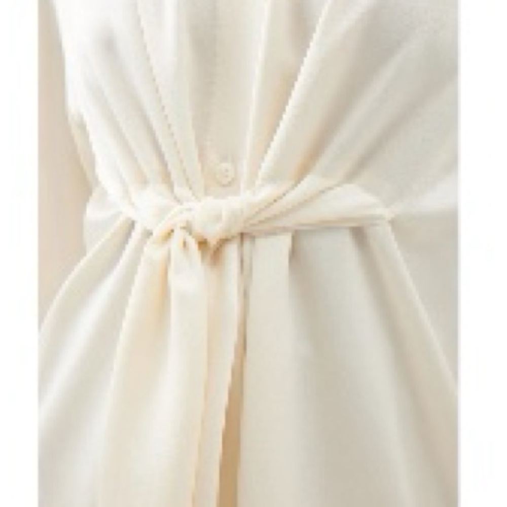 Raey Ivory Silk Tie Front Tunic Blouse  Minimalist Quiet Luxury 100% Silk 10 - Picture 3 of 10